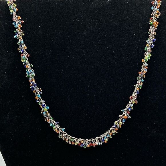*3/$20* silver tone and multicolored seed bead necklace - Picture 2 of 4